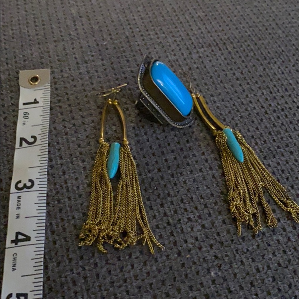 Turquoise & brassy gold earrings
